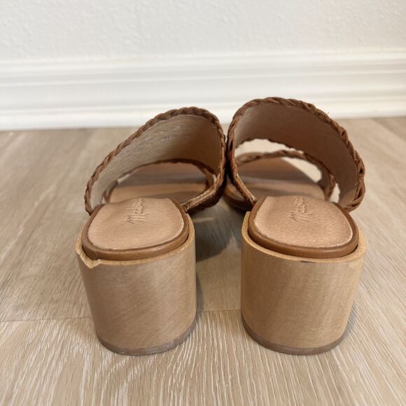 Madewell The Kiera Mule Woven Leather Brown Sandals Wooden Heel-Size 7 - Picture 5 of 9